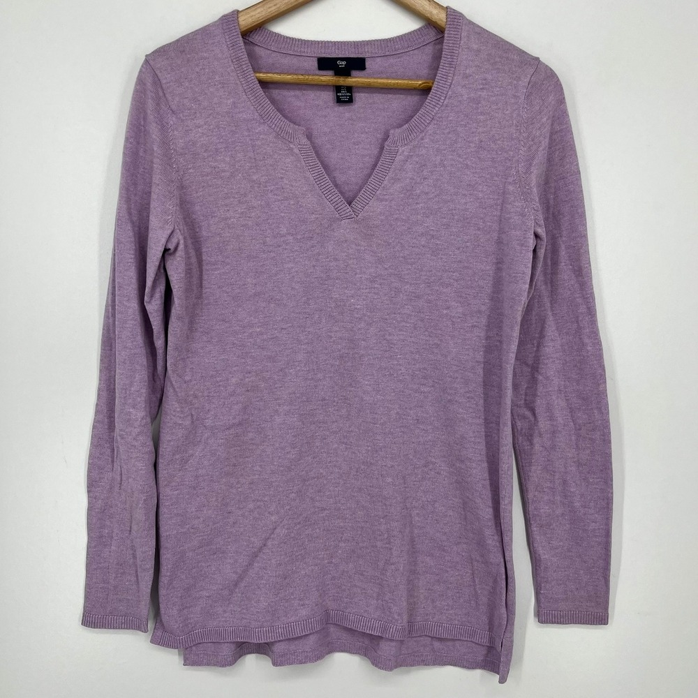 Gap Women Lavender Purple Split Neck Knit Pullover Sweater Long Sleeve‎ Small